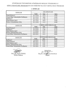 Kimya Teknolojileri Sınav Programı