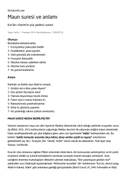 Maun suresi ve anlamı