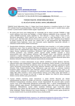 TMMOB TEKSTİL M&Uuml;HENDİSLERİ ODASI 12. OLAĞAN