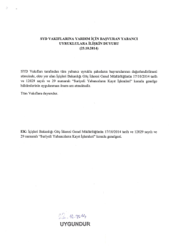 sYD VAKIFLARINA YARDIM İ&Ccedil;İN BAŞVURAN YABANCI