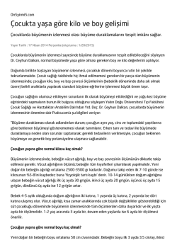 &Ccedil;ocukta yaşa g&ouml;re kilo ve boy gelişimi