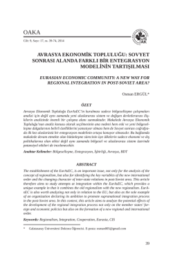 AVRASYA EKONOMİK TOPLULUĞU: SOVYET SONRASI