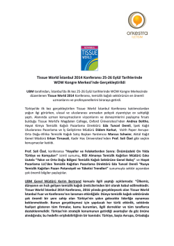Tissue World Istanbul Basın B&uuml;lteni