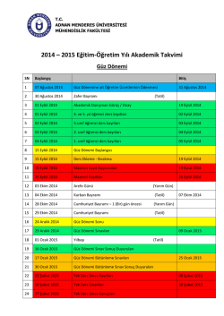 2014 – 2015 Eğitim-Öğretim Yılı Akademik Takvimi