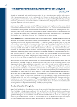 Romatizmal Hastalıklarda Anamnez ve Fizik Muayene