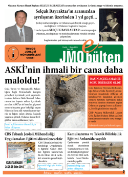 1 Ekim 2014 - Jeoloji M&uuml;hendisleri Odası