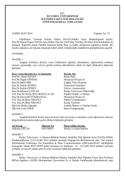 08.07 .2014 Toplantı N - İstanbul &Uuml;niversitesi