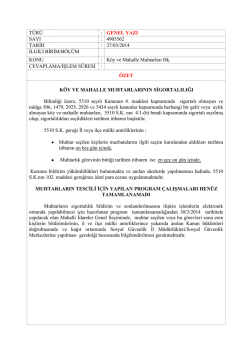 K&ouml;y ve Mahalle Muhtarları Hk. CEVAPLAM
