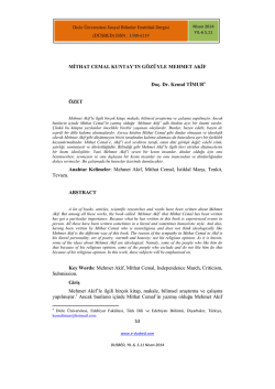 Mehmet Akif, Mithat Cemal - Dicle &Uuml;niversitesi Sosyal Bilimler