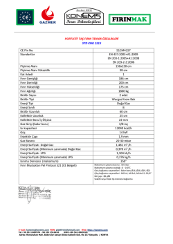 PORTATİF TAŞ FIRIN TEKNİK &Ouml;ZELLİKLERİ STD KNG 1515 CE Pin