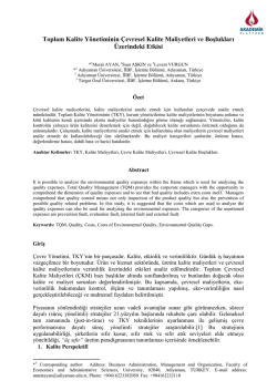 Toplam Kalite Y&ouml;netiminin &Ccedil;evresel Kalite Maliyetleri