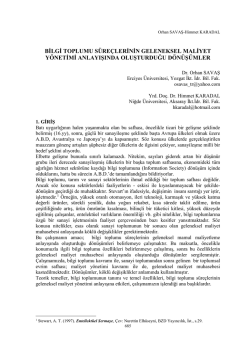 bilgi toplumu süreçlerinin geleneksel maliyet