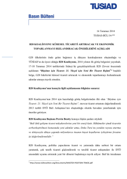 16 Temmuz 2014 TS/BAS-B&Uuml;L/14-** B20 KOALİSYONU