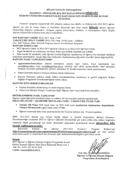 2014-2015 D&ouml;nemi &Ouml;ğrenci &Ouml;ğrenim Hareketliliği Başvurusu
