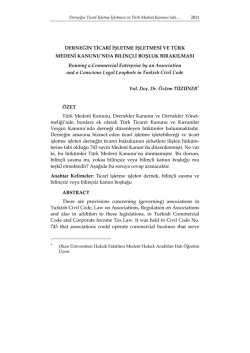 DERNEĞİN TİCAR&Icirc; İŞLETME İŞLETMESİ VE T&Uuml;RK