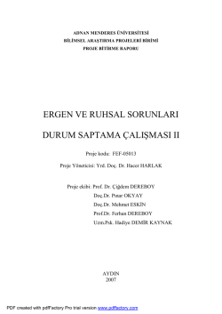 ergen ve ruhsal sorunları durum saptama &ccedil;alışması ıı