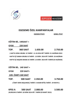 EGESEME &Ouml;ZEL KAMPANYALAR