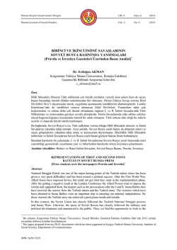 BİRİNCİ VE İKİNCİ İNÖNÜ SAVAŞLARININ SOVYET RUSYA