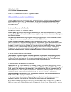 Adobe Creative SDK API ve Geliştirici Ek Kullanım Koşulları
