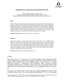 Semantik Web Arama Motoru &Uuml;zerine Bir İnceleme
