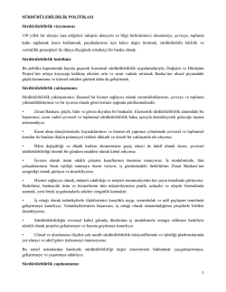 S&uuml;rd&uuml;r&uuml;lebilirlik Politikası