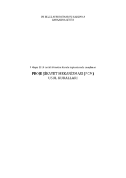PROJE ŞİKAYET MEKANİZMASI (PCM) USUL KURALLARI