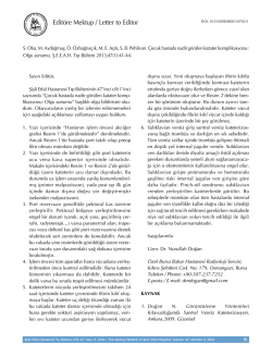 Edit&ouml;re Mektup / Letter to Editor