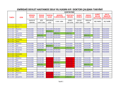 Doktor &Ccedil;alışma Takvimi - Emirdağ Devlet Hastanesi