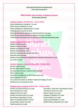 İKİNCİ BAHAR: G&uuml;zel Sanatlar ve Edebiyat Programı (Perşembe