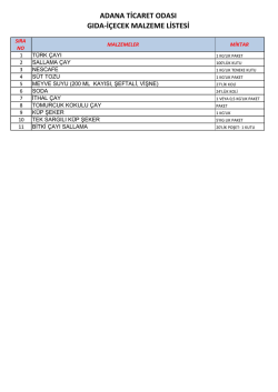 adana ticaret odası gıda-i&ccedil;ecek malzeme listesi