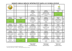 mersin orman b&ouml;lğe m&uuml;d&uuml;rl&uuml;ğ&uuml; ekim ayı yemek listesi