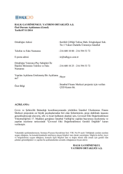 07.11.2014 İstanbul Finans Merkezi Projemiz İ&ccedil;in Verilen &Ccedil;ED