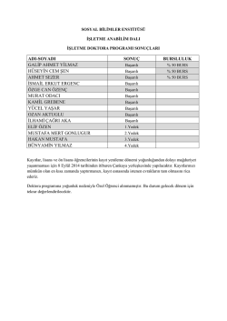 sonu&ccedil;lar i&ccedil;in tıklayınız - Sosyal Bilimler Enstit&uuml;s&uuml;