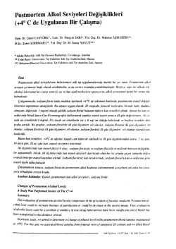 Postmortem Alkol Seviyeleri Değişiklikleri (+4&deg; C de