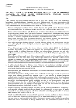 16.1.2014 Tarihinde Yapılan Roma Hukuku Dersi Arasınavı (Tek No