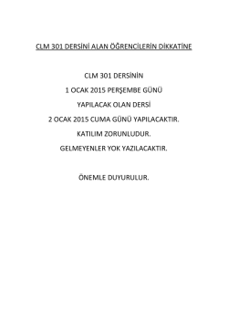 clm 301 dersini alan &ouml;ğrencilerin dikkatine clm 301 dersinin 1 ocak