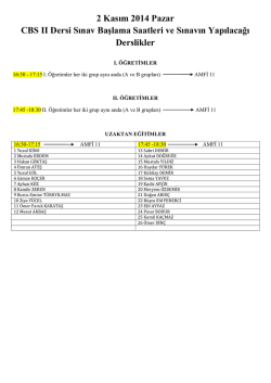 2 Kasım 2014 Pazar CBS II Dersi Sınav Başlama Saatleri ve Sınavın