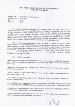 Anamur İlçesi 2014 Yılı Sportif Turizm Kurulu Toplantı Kararı için