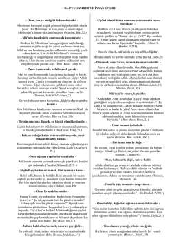 Hz. PEYGAMBER VE İNSAN ONURU