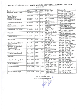 2014-2015 GÜZ DÖNEMİ sANAır TARİHİ BÖLÜMÜ ı. sINIF