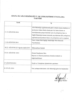 adana ili aile hekimliği 37. ek yerleştirme uygulama takvimi