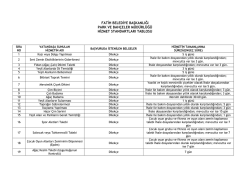 Park ve Bah&ccedil;eler M&uuml;d&uuml;rl&uuml;ğ&uuml; Hizmet Standartları Tablosu