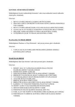 KONTROL M&Uuml;HENDİSLİĞİ BİRİMİ