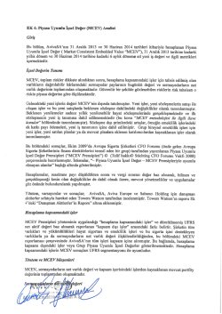 EK 4: Piyasa Uyumlu İ&ccedil;sel Değer (MCEV) Analizi Giriş