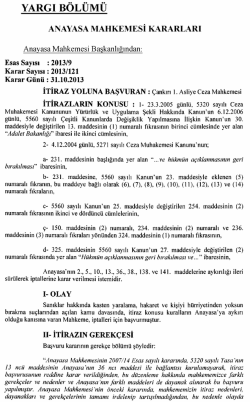 İTİRAZ YOLUNA BAŞVURAN z &ccedil;ankırı ı. Asıiye ceza