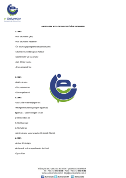 ANLAYARAK HIZLI OKUMA SERTİFİKA PROGRAMI 1.DERS: