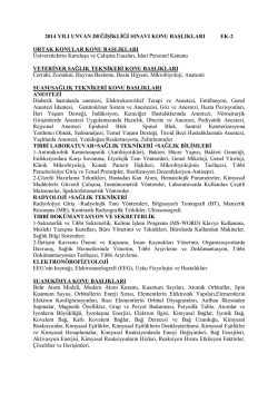 2014 YILI UNVAN DEĞİŞİKLİĞİ SINAVI KONU BAŞLIKLARI EK