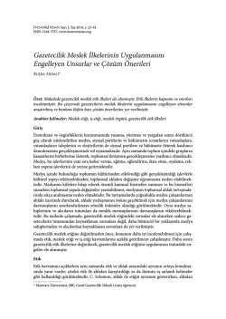 Gazetecilik Meslek İlkelerinin Uygulanmasını Engelleyen Unsurlar