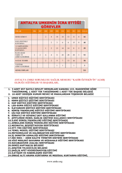 ANTALYA UMKENİN İCRA ETTİĞİ GÖREVLER