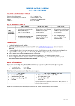 2013 - 2014 Yaz Okulu Ders Kayıt Bilgileri